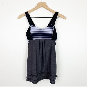 Lululemon Run Back On Track Black Classic Stripe Polar Haze Black Tank Top